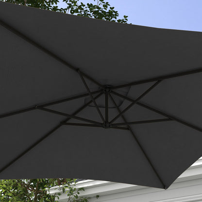 3(m) patio offset umbrella, with Cross Base - Dark Grey