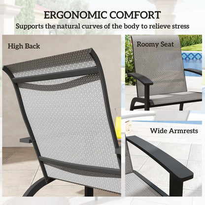 2 Pieces Outdoor Adirondack Chairs Muskoka Chairs with Aluminum Frame, Mesh Seat, High Back for Garden, Deck, Dark Grey