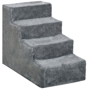 4-Step Dog Ramp for Sofa, Bed, and Couch, with Removable Cover, Light Grey