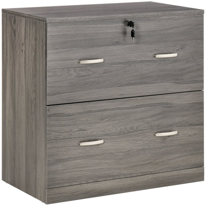 2 Drawer File Cabinet with Lock, Office Filing Cabinet, Hanging Bar for Letter Size, Home Office, Grey