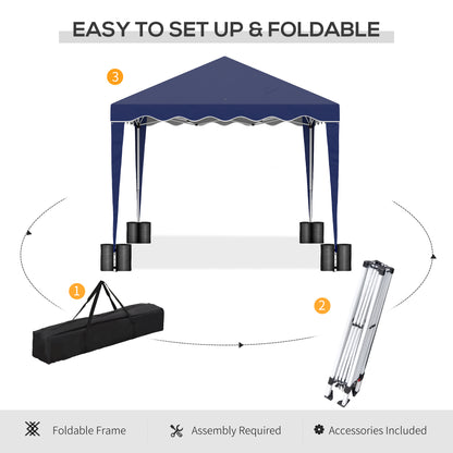 10' x 10' Pop Up Canopy Tent with Sand Bags, Instant Shelter with Adjustable Height and Carry Bag, Garden Outdoor Party Tent, Blue