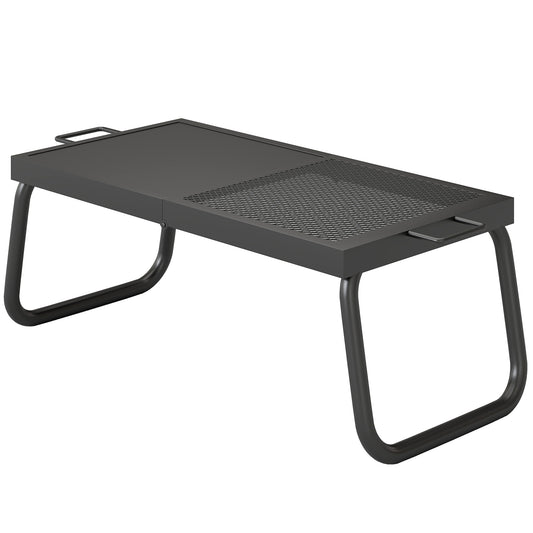Folding Campfire Grill, Heavy Duty Steel Mesh Grate, Portable Camping Grate with Carry Bag, Black