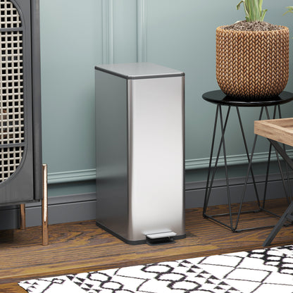 5.3 Gallon Stainless Steel Kitchen Garbage Can with Soft-close Lid, Foot Pedal, Fingerprint-Proof, Silver