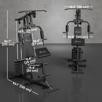 Soozier Multi-Exercise Home Gym Station with 99lbs Weight Stack, for for Back, Chest, Arms, Full Body Workout