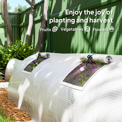 Portable Mini Greenhouse, Tunnel Growing Tent with 5 Mesh Windows and Steel Frame,10' x 3' x 2', White