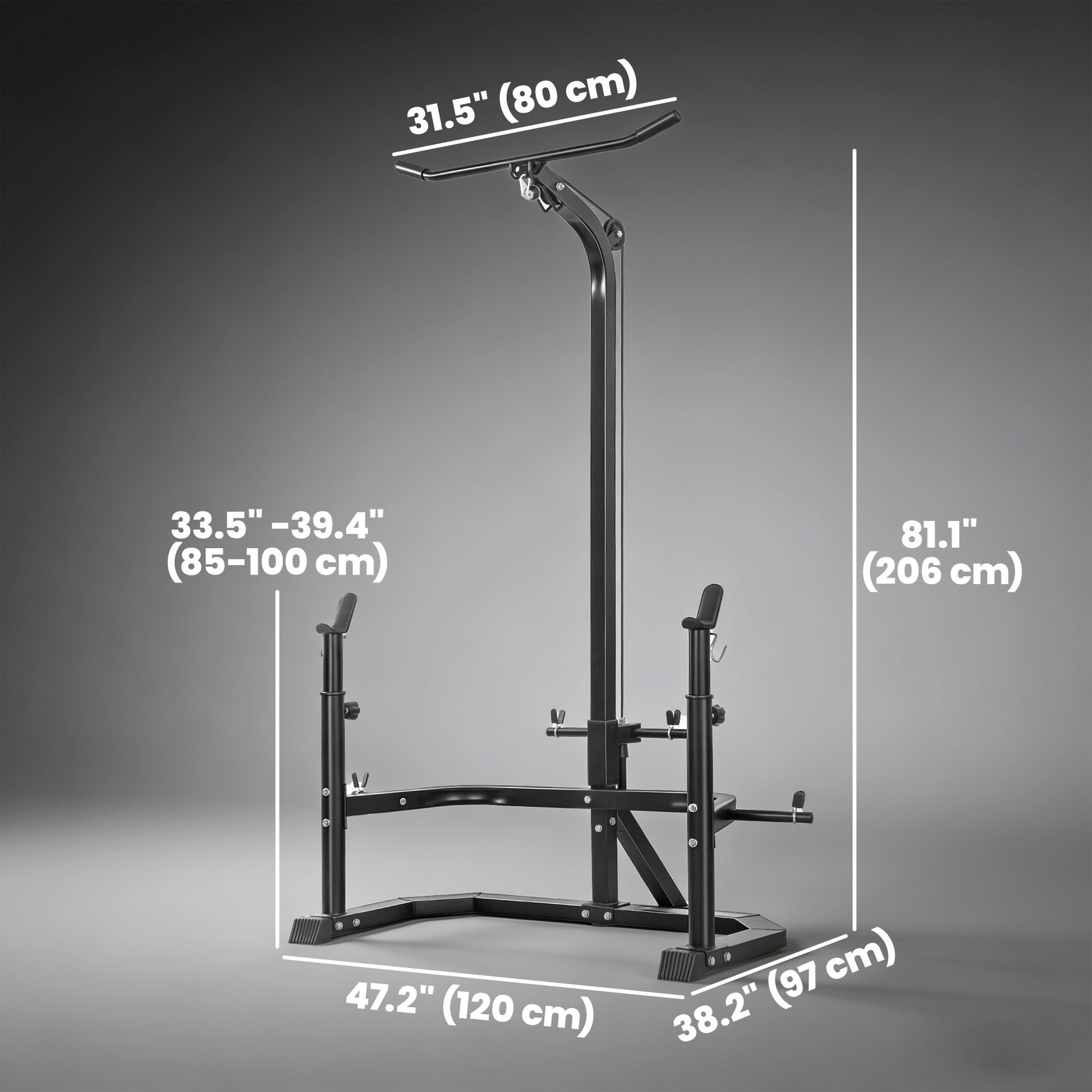 Soozier Multi-Function Home Gym Machine with Bench Press Rack, Squat Rack and Lat Pulldown System, Black