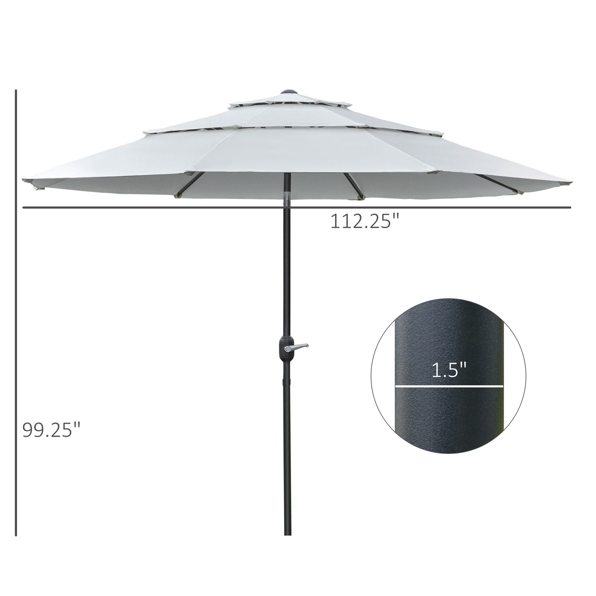 9FT 3 Tiers Patio Umbrella Outdoor Market Umbrella with Crank, Push Button Tilt for Deck, Backyard and Lawn, Cream White