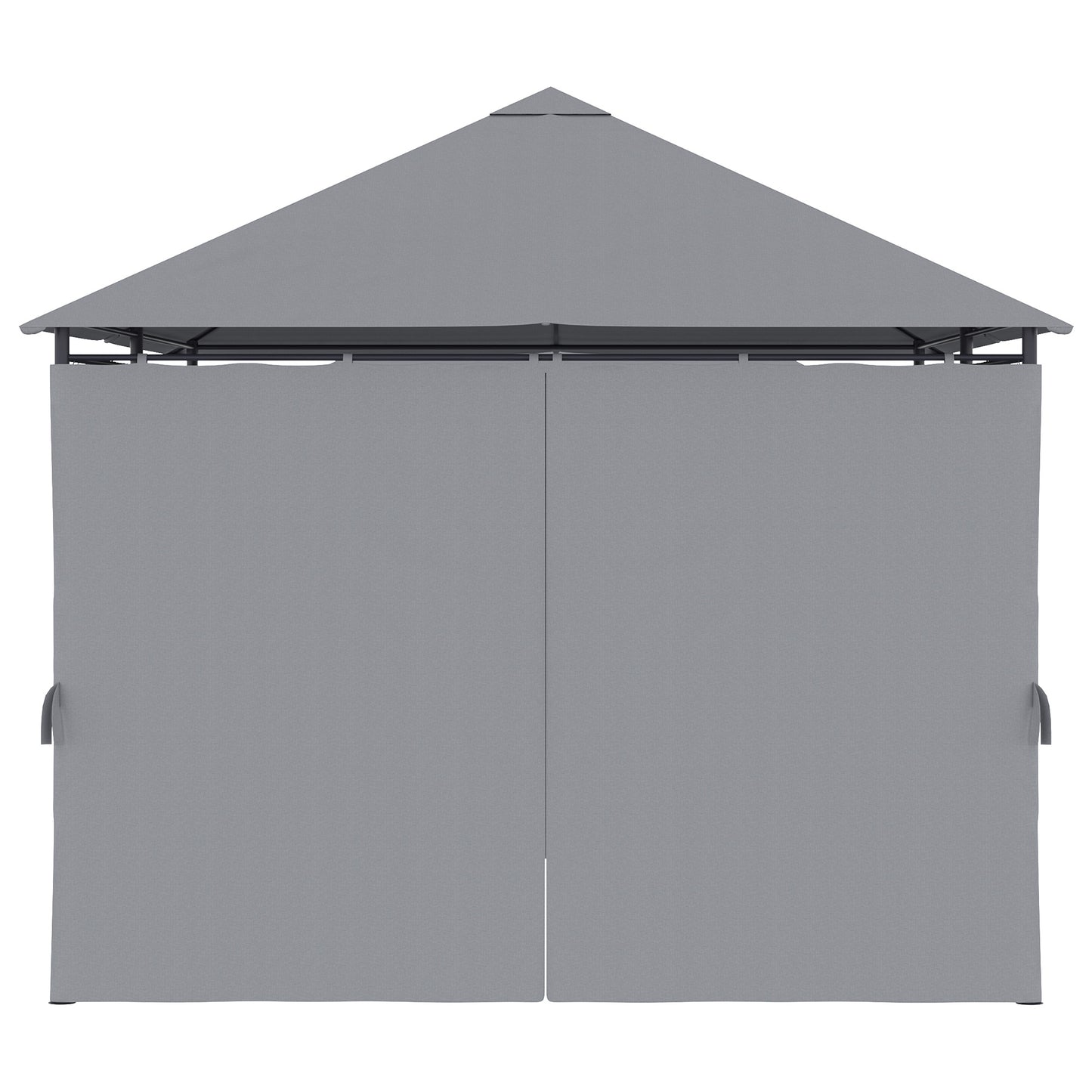 13'x 10' Soft-top Steel Patio Gazebo Canopy Party Tent with 6 Removable Curtains and Drainage Holes, Grey