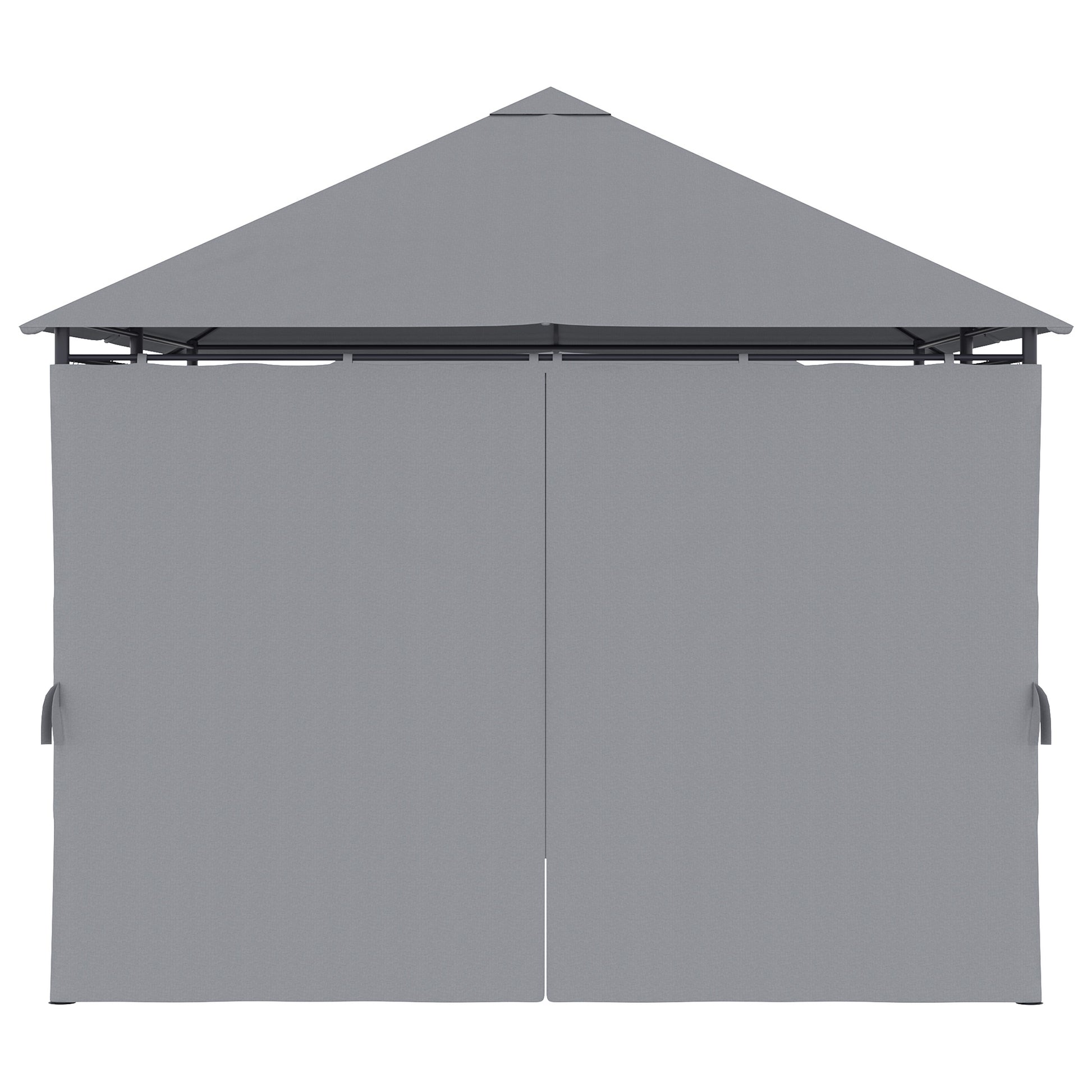 13'x 10' Soft-top Steel Patio Gazebo Canopy Party Tent with 6 Removable Curtains and Drainage Holes, Grey
