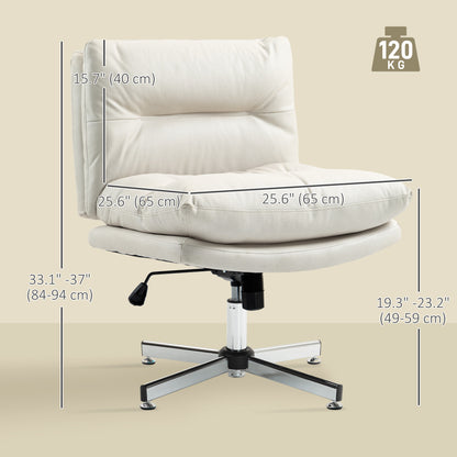 Armless Office Chair, Criss Cross Chair with Adjustable Height & Tilt Function for Home Office, Study, Light Grey