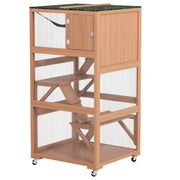34" L Catio Outdoor Cat Enclosure on Wheels with Hammock Multiple Platforms Resting Condo Ramps, for 1-3 Cats, Orange