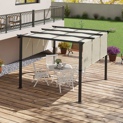 10' x 10' Metal Pergola, Outdoor Pergola with Retractable Canopy, for Garden, Patio, Backyard, Deck