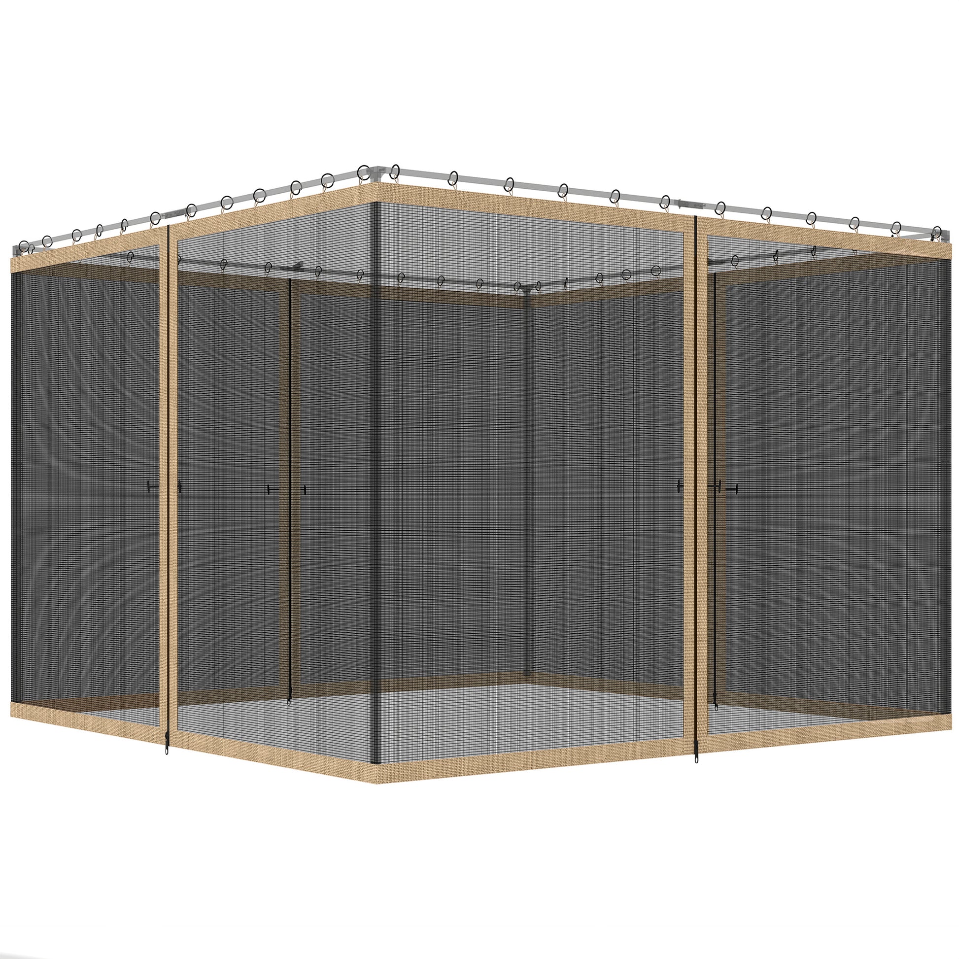 Replacement Mosquito Netting for Gazebo 12' x 12' Black Screen Walls for Canopy with Zippers, Khaki
