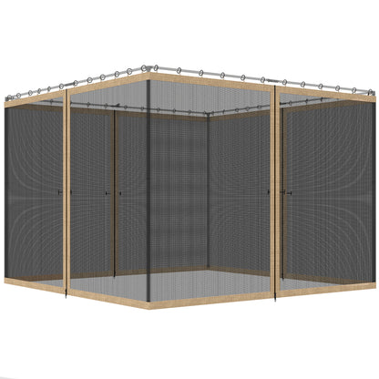 Replacement Mosquito Netting for Gazebo 12' x 12' Black Screen Walls for Canopy with Zippers, Khaki