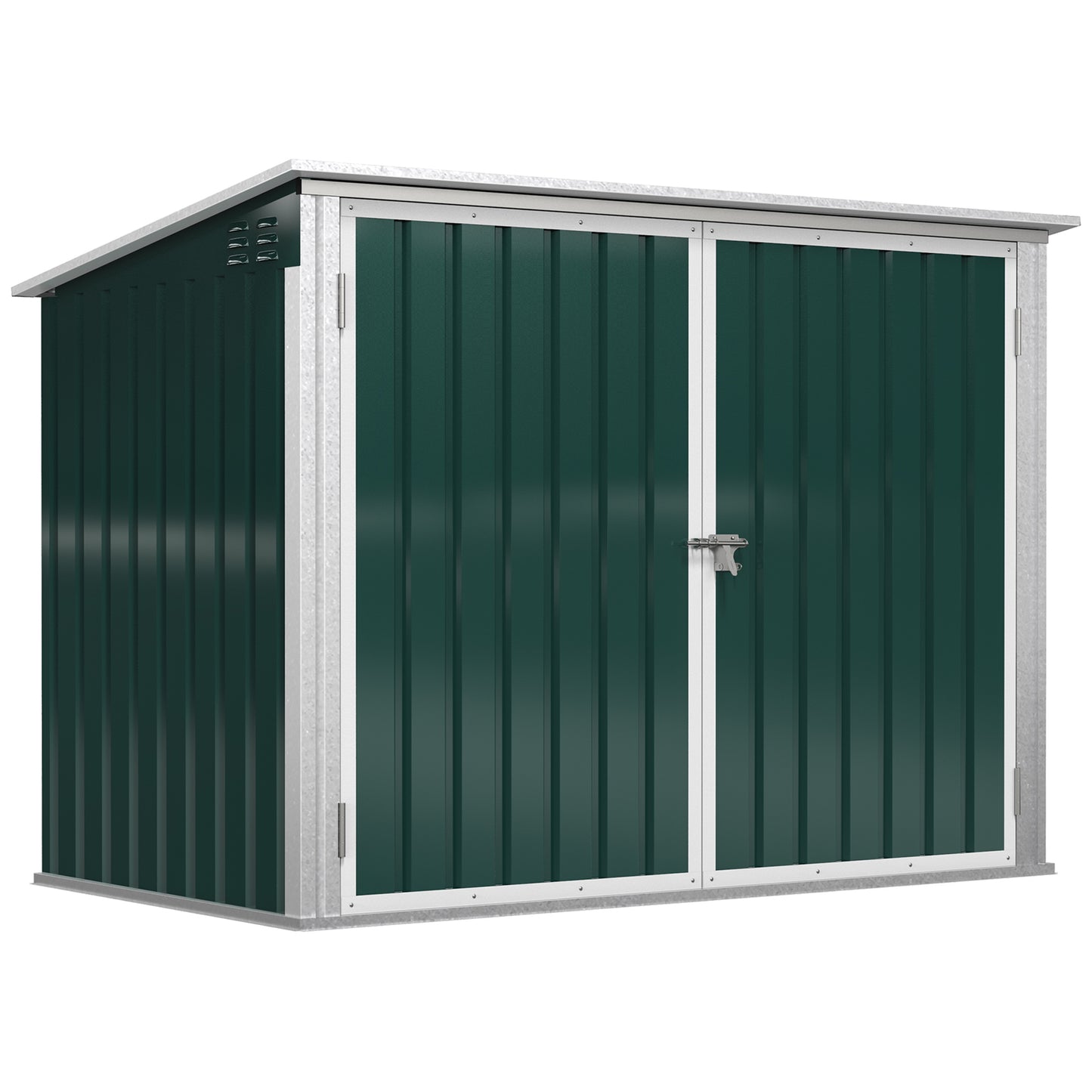 6x3 ft Garbage Can Shed, Horizontal Garbage Can Organizer with Double Door and Lid Rubbish Cover, for 2 Trash Cans, Green