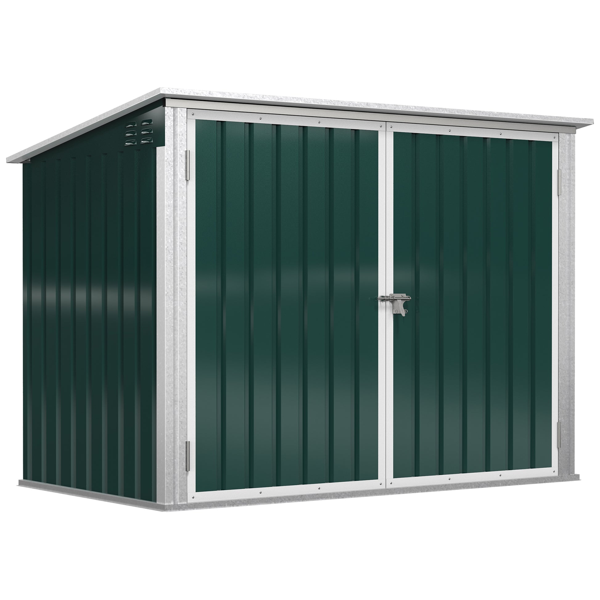 6x3 ft Garbage Can Shed, Horizontal Garbage Can Organizer with Double Door and Lid Rubbish Cover, for 2 Trash Cans, Green
