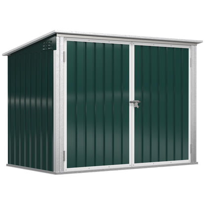 6x3 ft Garbage Can Shed, Horizontal Garbage Can Organizer with Double Door and Lid Rubbish Cover, for 2 Trash Cans, Green
