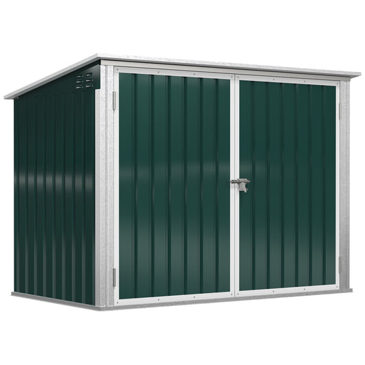 6x3 ft Garbage Can Shed, Horizontal Garbage Can Organizer with Double Door and Lid Rubbish Cover, for 2 Trash Cans, Green