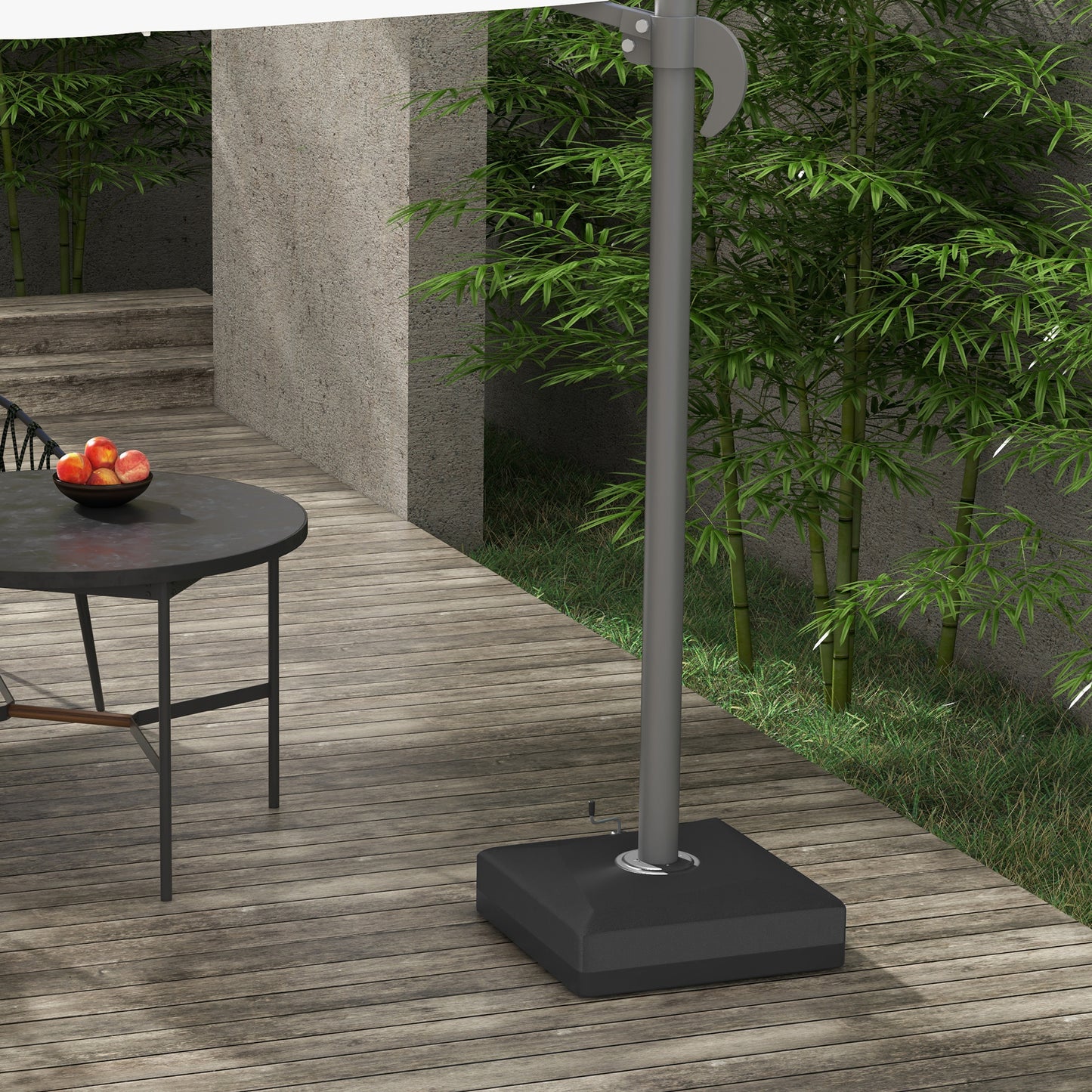 Cantilever Umbrella Base with Liftable Wheel, Heavy Duty Fillable Umbrella Stand with Adjustable Foot Pads