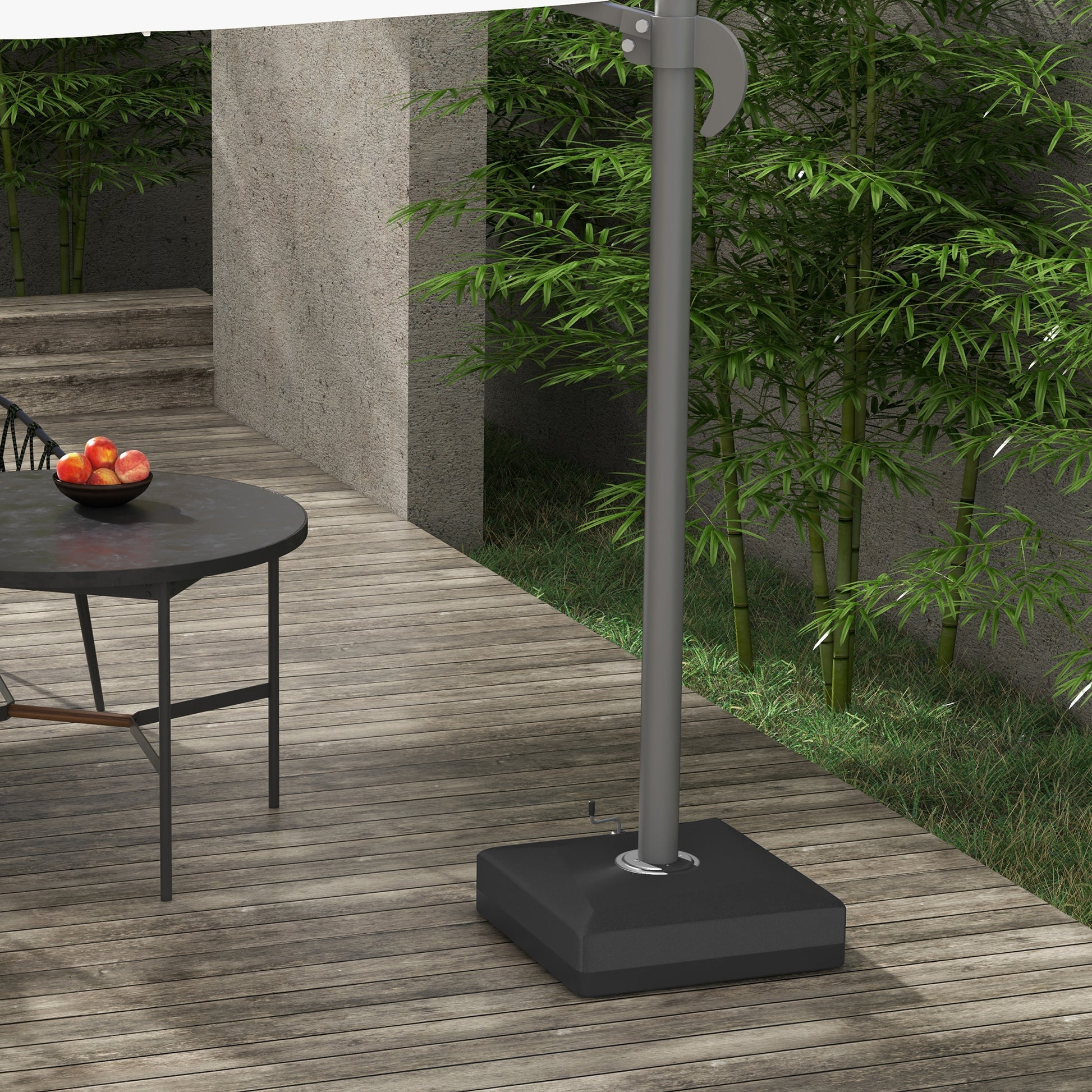 Cantilever Umbrella Base with Liftable Wheel, Heavy Duty Fillable Umbrella Stand with Adjustable Foot Pads