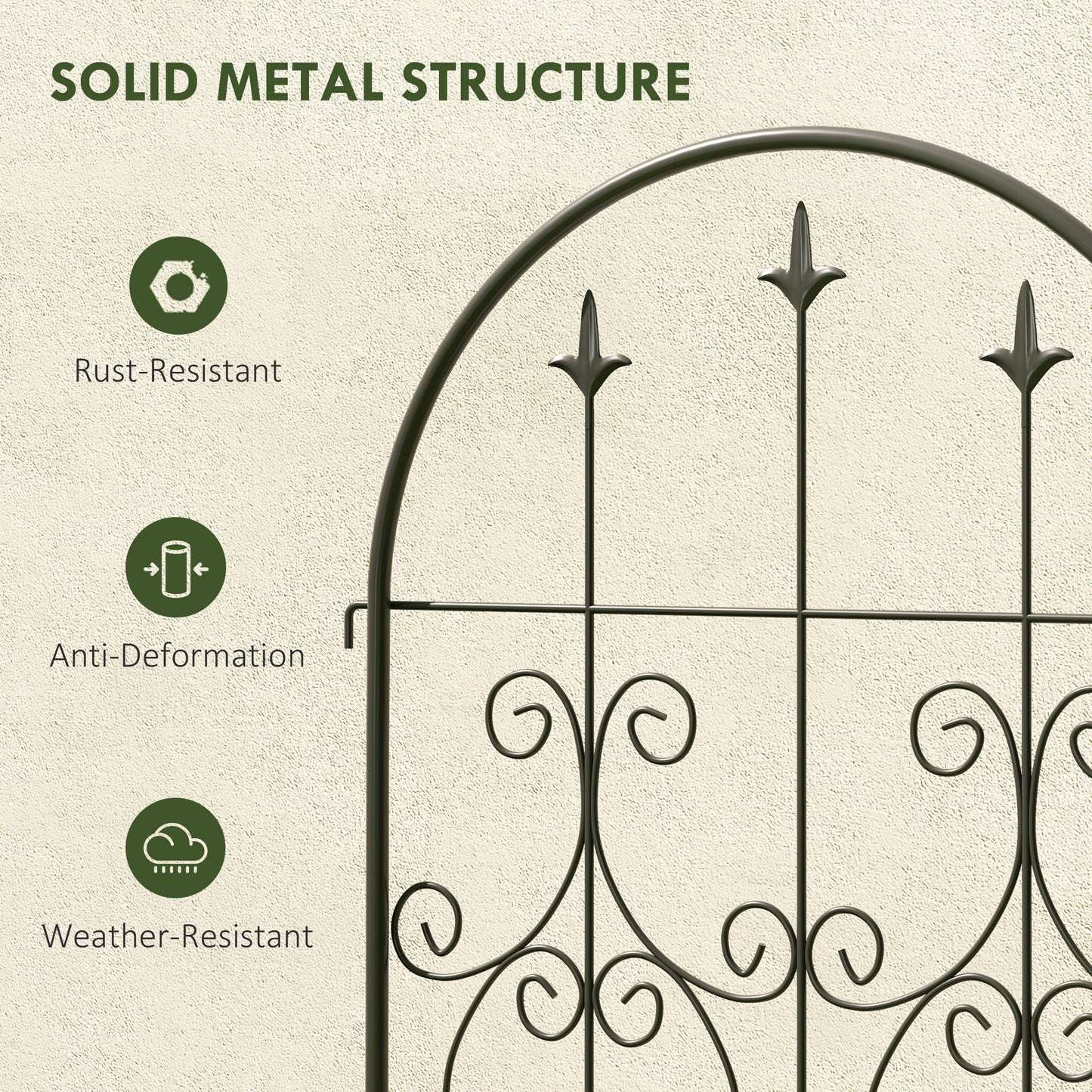 Set of 2 Metal Garden Trellis, Decorative Trellis Panels, Scrollwork Design, 150 x 50 cm, Black