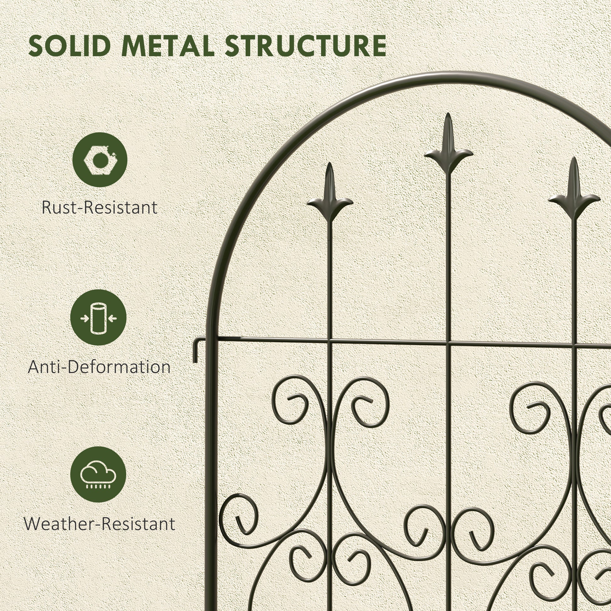 Set of 2 Metal Garden Trellis, Decorative Trellis Panels, Scrollwork Design, 150 x 50 cm, Black