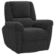 Power Recliner Chair, Fabric Upholstered Recliner Chair with USB Ports, Swivel and Rocking Function, Footrest, Black