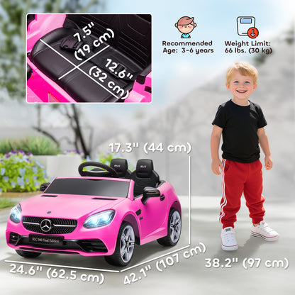 Aosom 12V Ride On Car with Parent Remote Control Two Motors Music Lights Suspension Wheels for 3-6 Years Pink