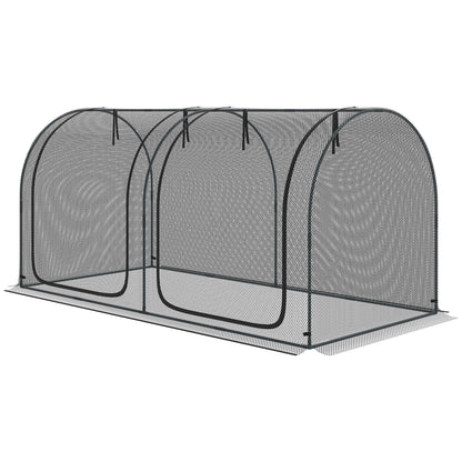 8' x 4' Crop Cage, Garden Plant Protector, with 2 Zippered Doors and 6 Ground Stakes, for Garden, Yard, Lawn, Black