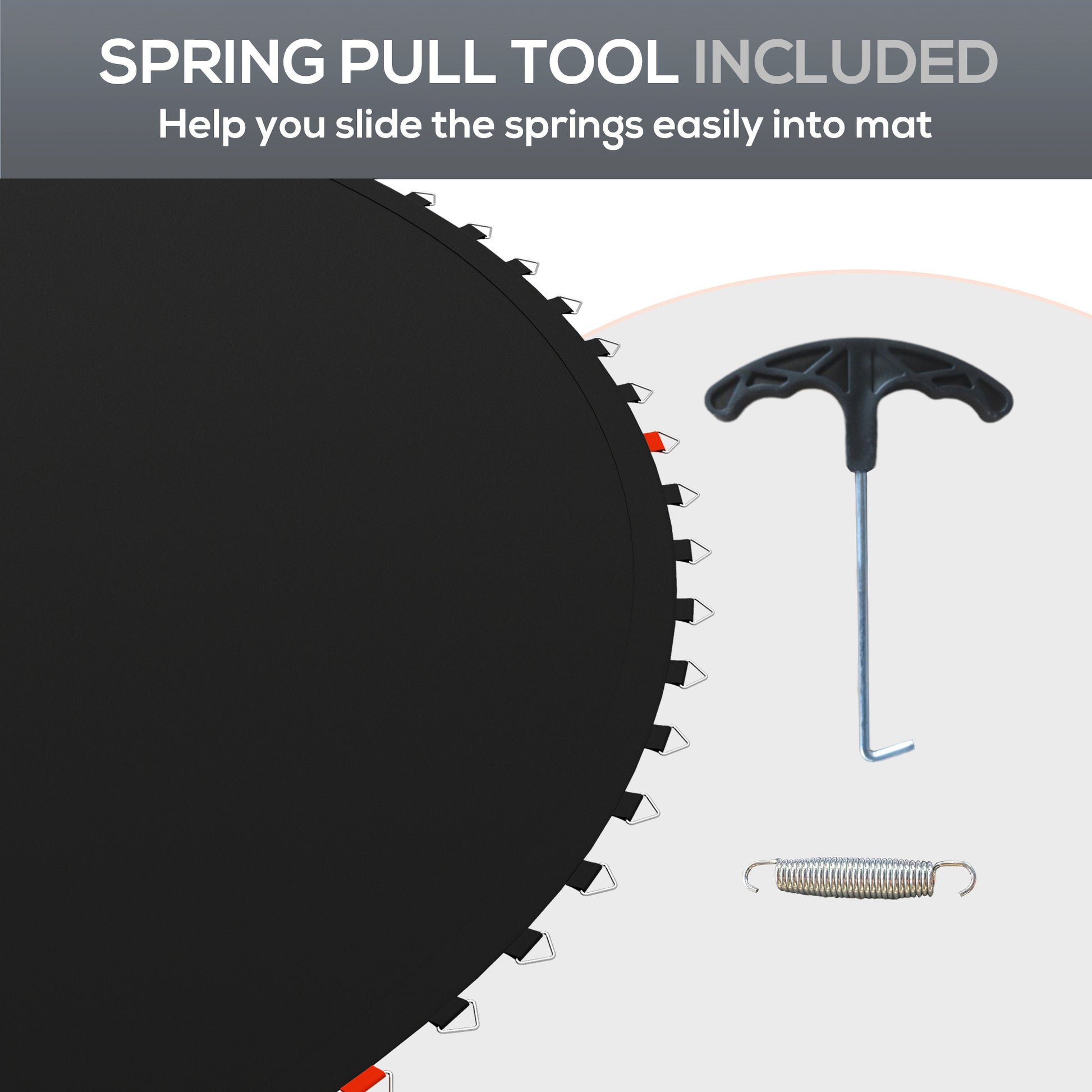 Soozier Trampoline Mat Replacement with Spring Pull Tool and 54 V-Hooks, Fits 10ft Trampoline, Using 5.5" Springs