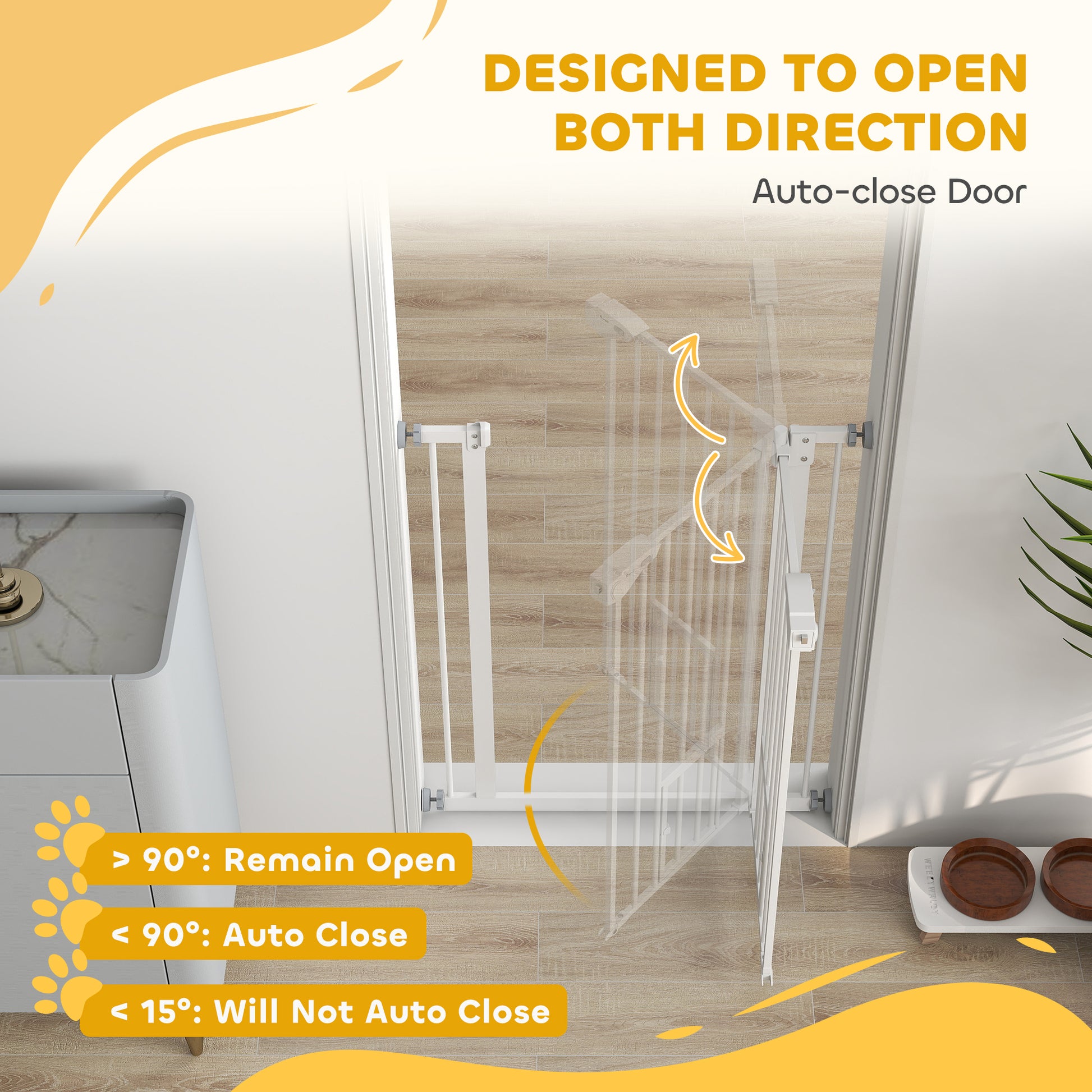 36" Easy Open Indoor Dog Gates for Doorways, House, Stair - White