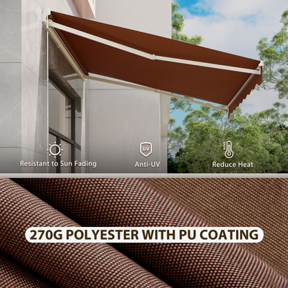 13' x 10' Electric Awning, Retractable Awning Sun Shade Shelter with Remote Controller, Manual Crank Handle and Aluminum Frame, for Deck, Balcony, Yard, Coffee