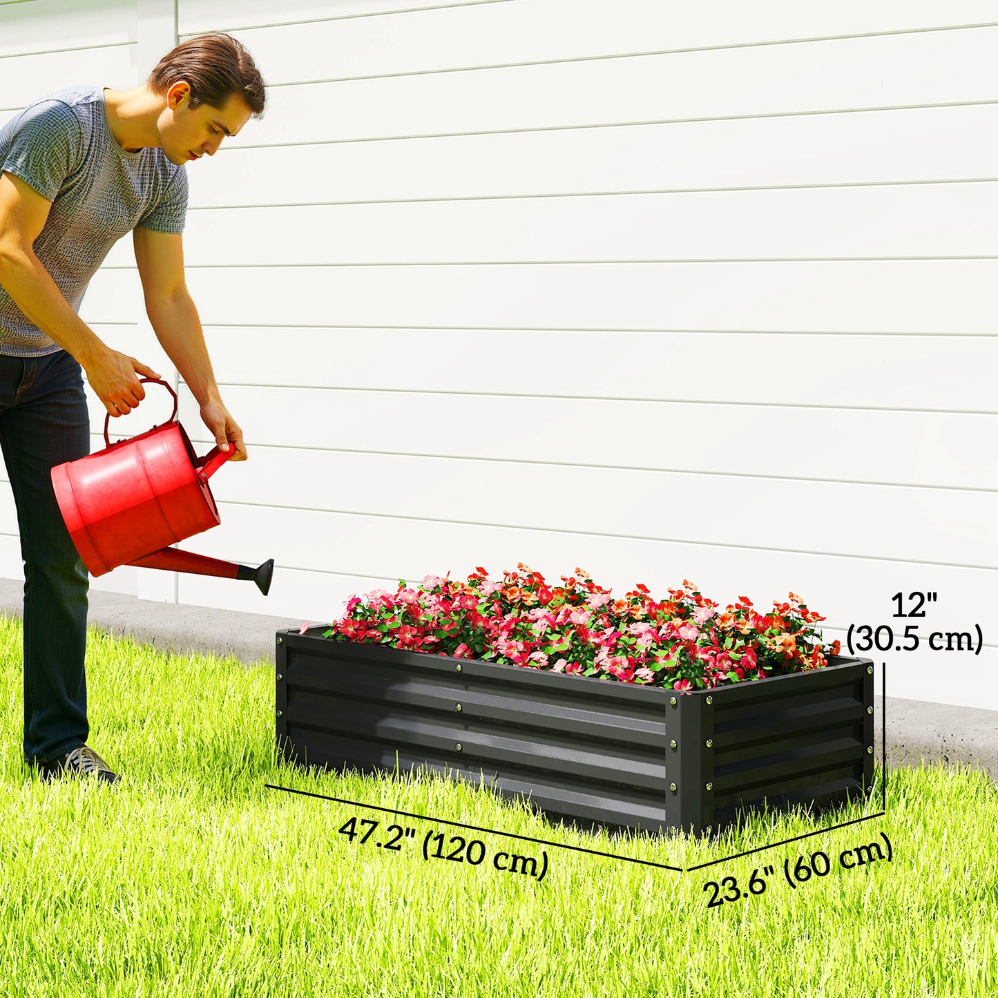 Galvanized Raised Garden Bed, Outdoor Planter Box for Vegetables, Flowers, Herbs, 4' x 2' x 1', Black