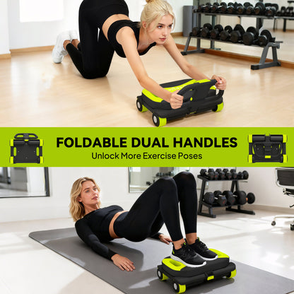 Soozier Ab Wheel Roller, Automatic Rebound Abdominal Wheel, Core Training Equipment with Phone Holder and Foldable Handle