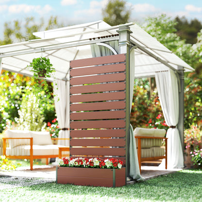 Raised Garden Bed with Trellis, Outdoor Climbing Plant Planter Box, Durable Garden Support Structure for Patio and Backyard, Light Brown