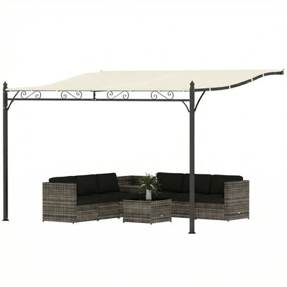 11.5' x 8.2' Outdoor Pergola, Wall Mounted Lean to Pergola with Metal Frame, UPF30+, Garden Gazebo