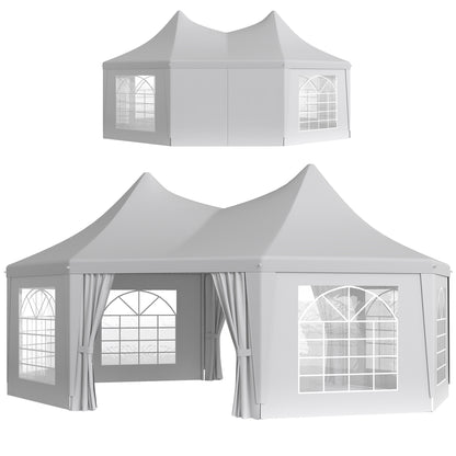 16' x 22' Wedding Event Party Tent High Peak Octagonal Outdoor Gazebo Canopy with Removable Walls, for Weddings, Parties, White