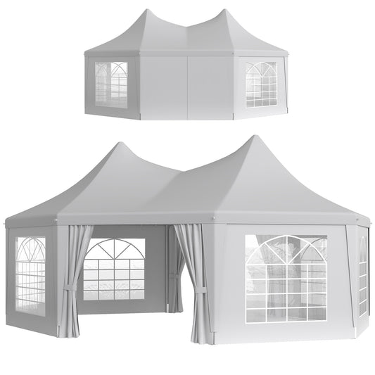 16' x 22' Wedding Event Party Tent High Peak Octagonal Outdoor Gazebo Canopy with Removable Walls, for Weddings, Parties, White