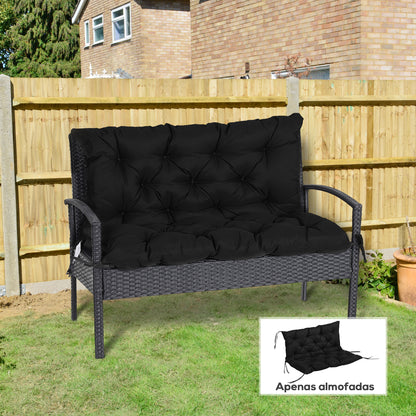 Porch Swing Cushion Garden Bench Cushion with Backrest, Non-Slip 2-seater Soft Pad, Swing Chair Mat Replacement for Indoor and Outdoor, 39.4" x 38.6", Black