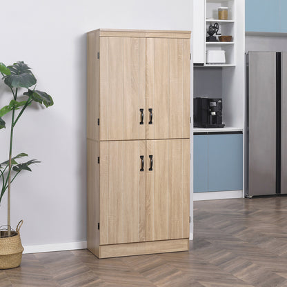 70" 4-Door Storage Cabinet, Freestanding Pantry Cabinet with Adjustable Shelves for Living Room, Natural