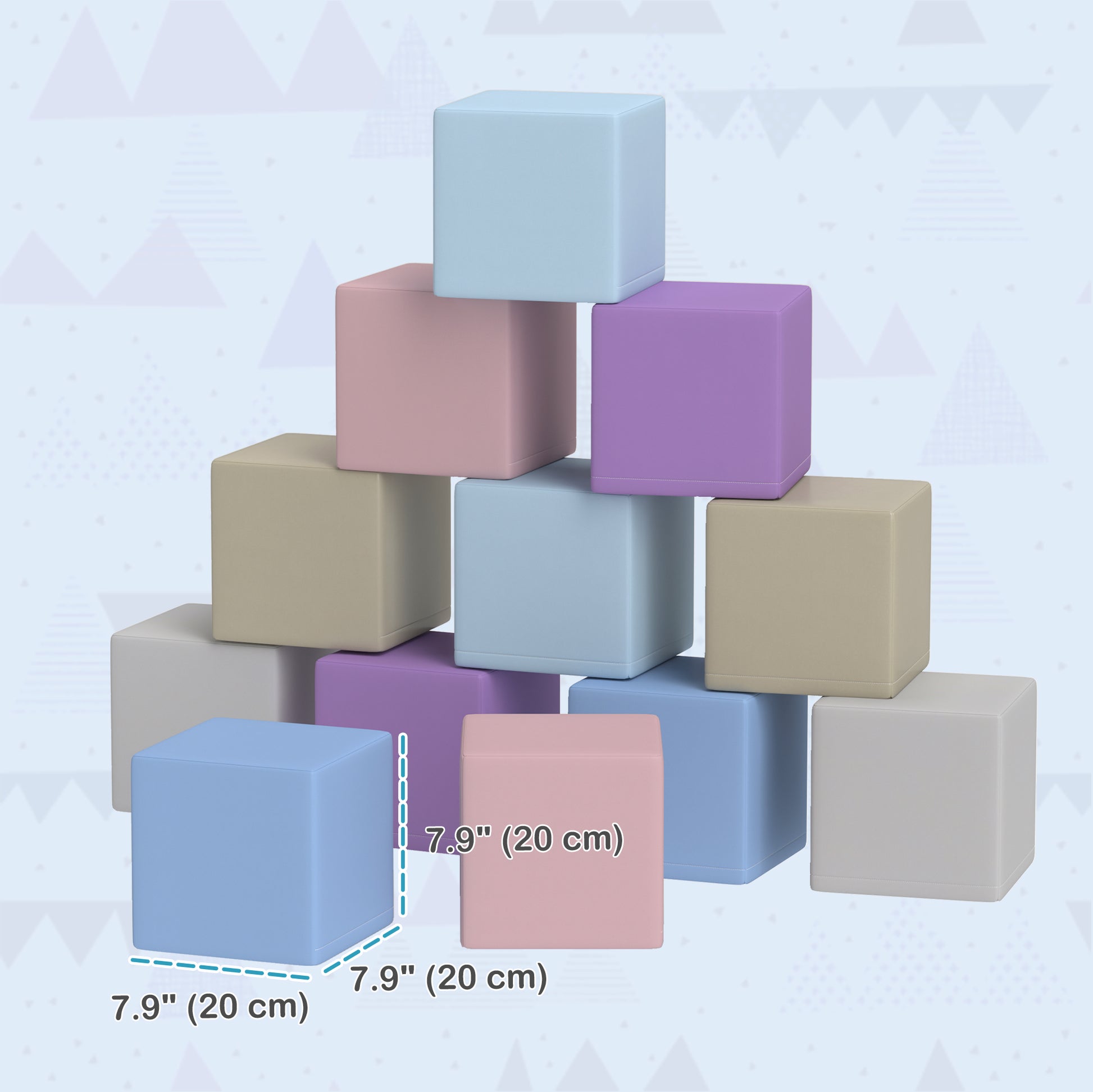 Soozier 12 Piece Soft Play Blocks Soft Foam Toy Building And Stacking Blocks - Multicolours