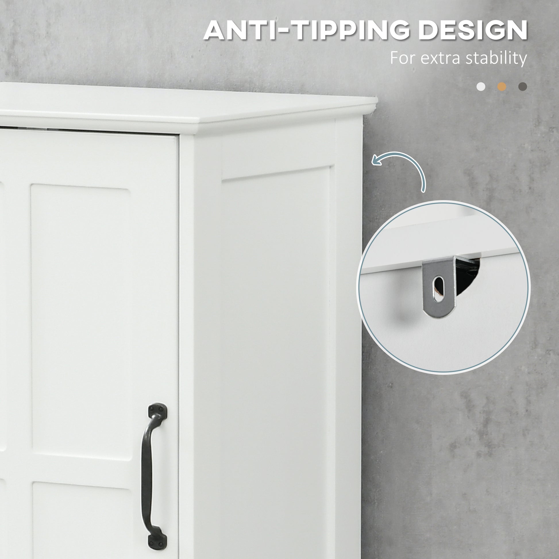 Modern Bathroom Cabinet, Narrow Bathroom Vanities with Open Shelf Drawer Recessed Doors and Adjustable Shelves White