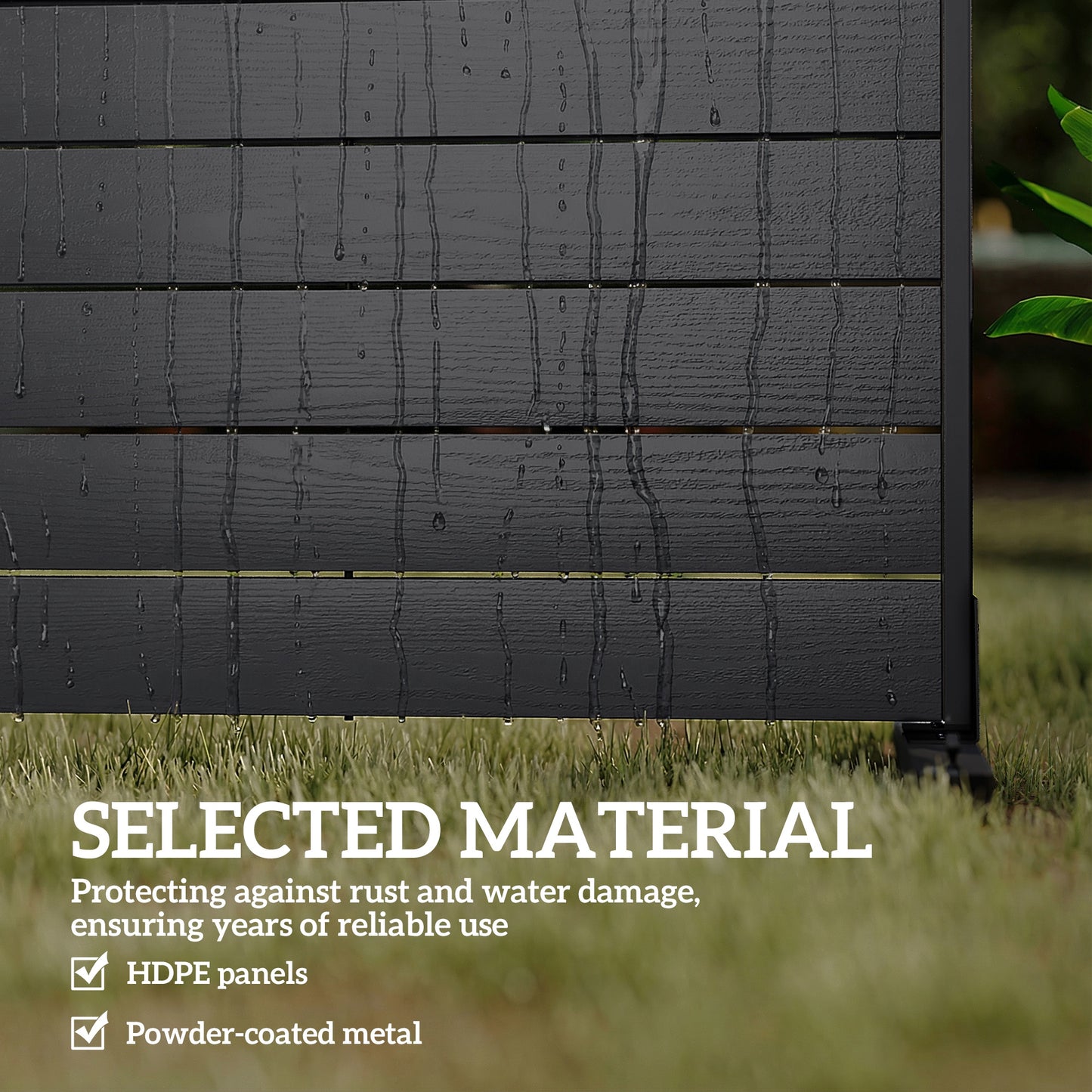 Outdoor Privacy Screen, 47.2" x 68.5" HDPE Decorative Screen Panel with Stand, Freestanding Privacy Panel, Black