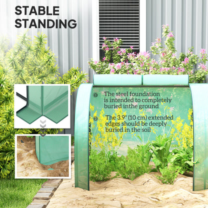 13' x 3.3' x 2.6' Mini Tunnel Greenhouse with PE Cover Garden Green Grow Shed with Steel Frame Zipped Doors, Green