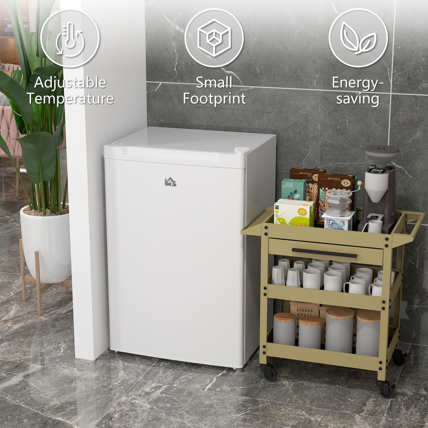Upright Freezer, 3 Cu.Ft Mini Freezer with Reversible Single Door, Adjustable Thermostat for Home, Dorm, White