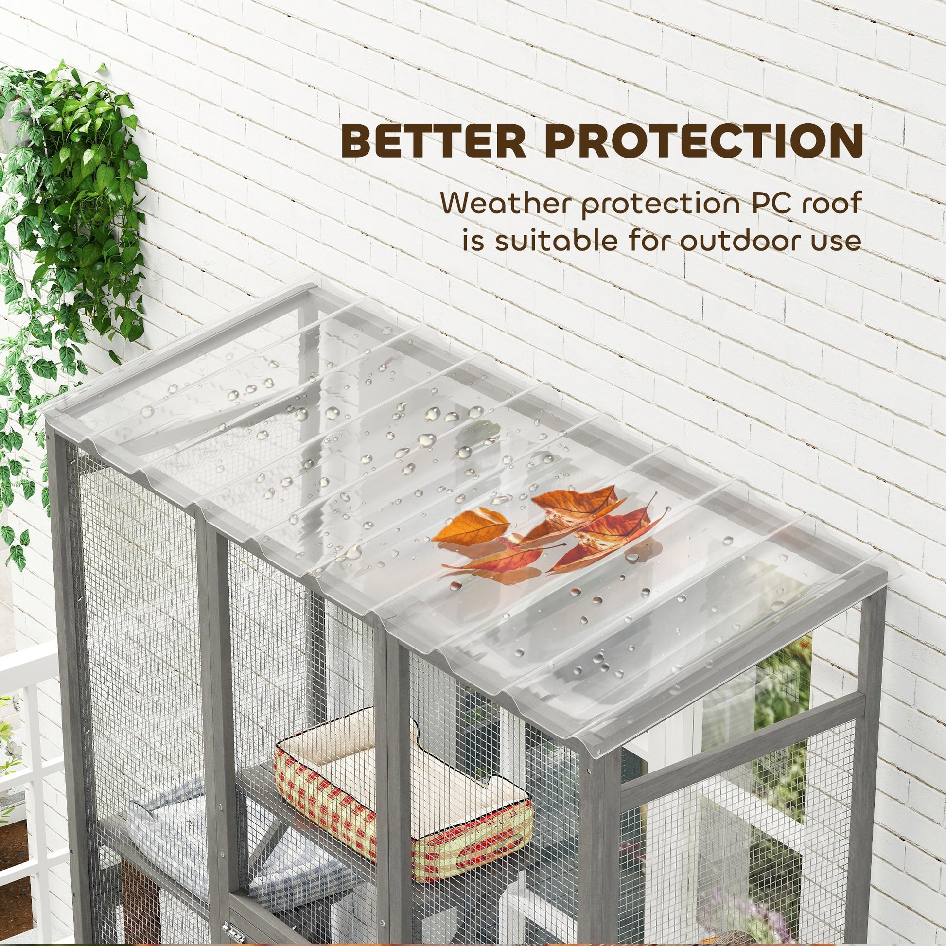 Large Outdoor Catio with 6 Jumping Platforms, Scratching Post, 2 Ramps, Waterproof Roof, Grey
