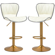 Counter Height Bar Stools Set of 2, Adjustable Height Bar Chairs with Swivel Seat, PU Leather Upholstery