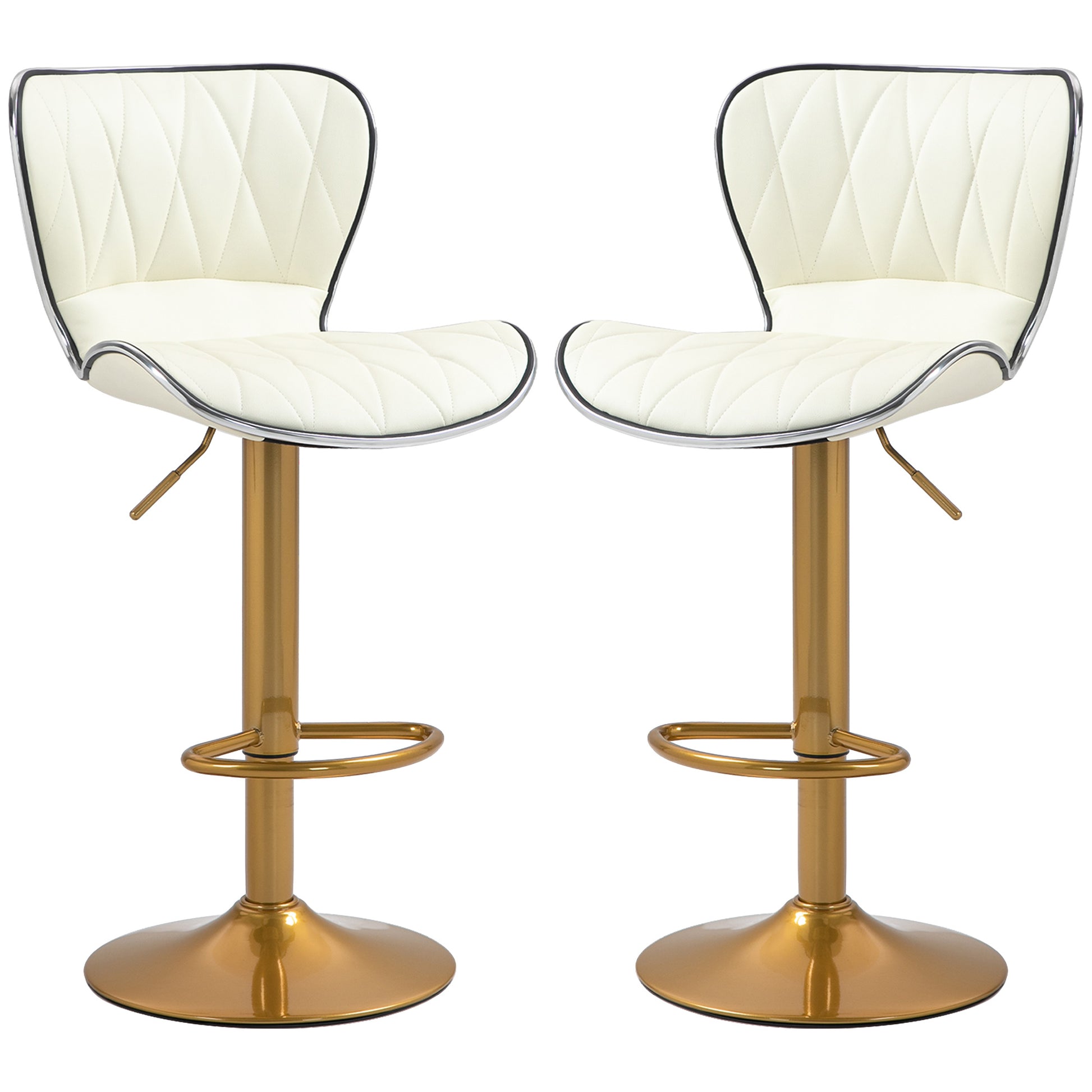 Counter Height Bar Stools Set of 2, Adjustable Height Bar Chairs with Swivel Seat, PU Leather Upholstery