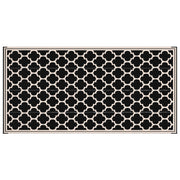 Reversible Outdoor RV Rug, 9' x 18' Patio Floor Mat, Plastic Straw Rug for Backyard, Deck, Picnic, Beach, Camping, Black and Beige