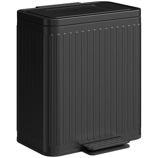 Trash Can, 2 x 5.3 Gallon (2 x 20 L) Garbage Can with Soft-Close Lid, Removable Inner Buckets for Kitchen Home Office